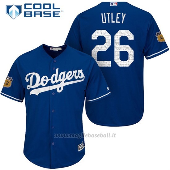 Maglia Baseball Uomo Los Angeles Dodgers Chase Utley 2017 Allenamento Primaverile Cool Base Giocatore